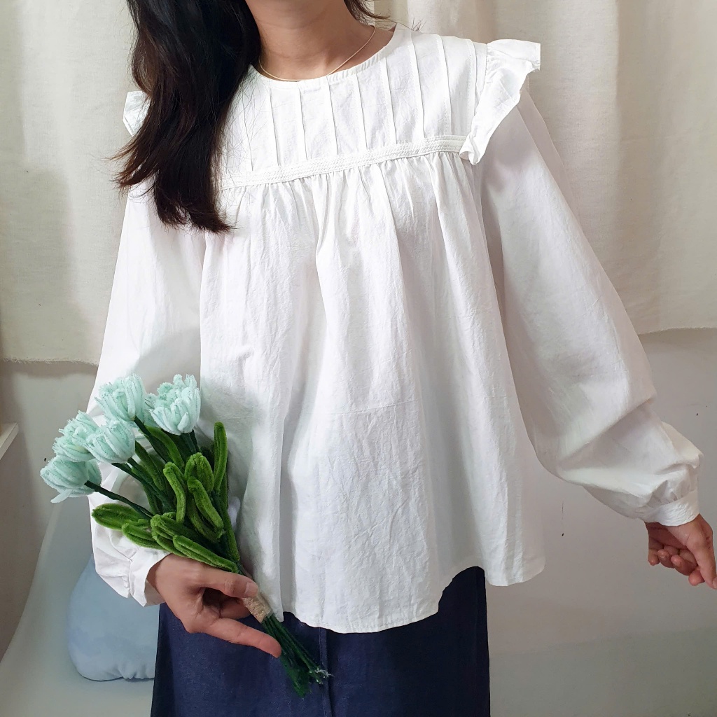 Áo Babydoll Nhún Bèo Vai - Penguin House (Tất cả hình shop tự chụp)