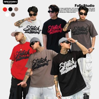 Áo Thun Stylish Cổ Tròn Fafic Studio Thêu Chữ Nổi Charm Tshirt From Boxy, Áo Phông Nam Nữ Basic Phong Cách Boy Phố Lap