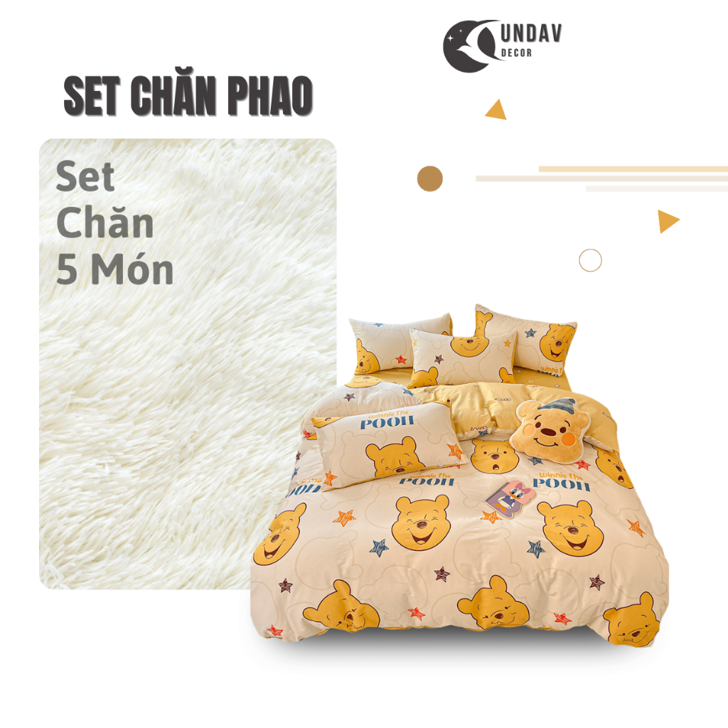 Set chăn ga gối 5 món chăn phao trần bông 1m6x2m 1m8x2m 2m2x2m