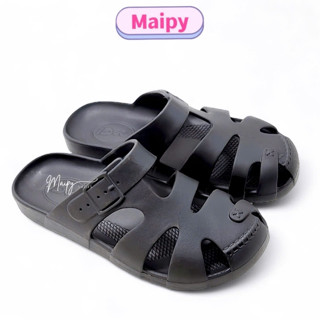  Dép Sục lười bít mũi Nam 3 quai lỗ thoáng khí chất Đúc EVA siêu nhẹ đi mưa công sở Maipy S032  Đen  