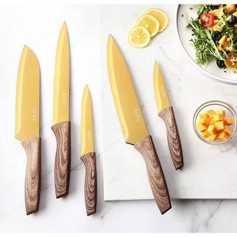 Bộ 5 dao EUNA nhà bếp siêu sắc bé, thép không gỉ cao cấp của Đức cho nhà bếp với Tay cầm tiện dụng