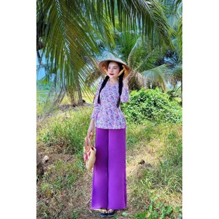 SET BỘ BÀ BA , CỔ TRÒN , TAY DÀI , NÚT BỘC