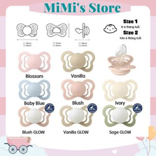 [Tặng hộp đựng ti] Ti giả Bibs couture núm vát silicon chống hô/vâu cho bé