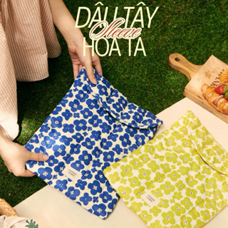 Túi đựng laptop chống sốc chần bông Dâu Tây Hoa Ta - Chichies Studio