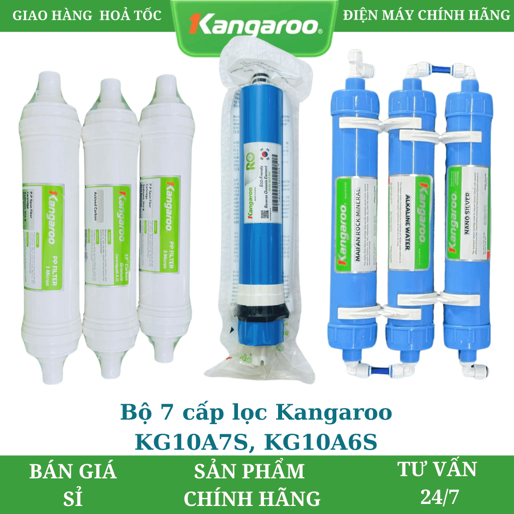 Trọn bộ 7 cấp lõi lọc Kangaroo KG10A7S ( 123 đúc + RO 50G + CN 5-7 ) - Hàng Chính Hãng