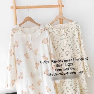 RN483_Rập giấy may đầm bèo dài tay nữ
