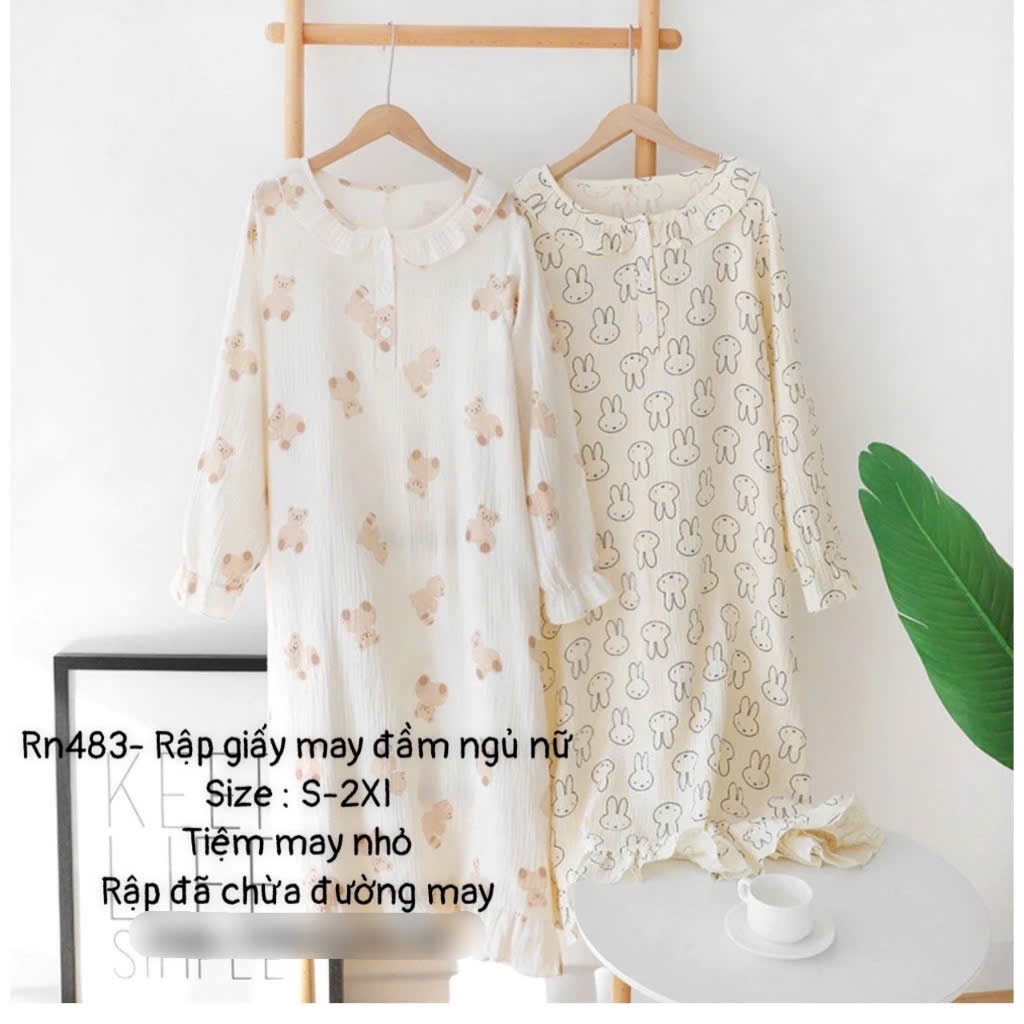RN483_Rập giấy may đầm bèo dài tay nữ