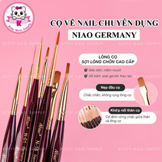 Cọ vẽ nét Niao cán nâu chính hãng, nét siêu mảnh, lông mềm mượt - Kitty Nails Supply