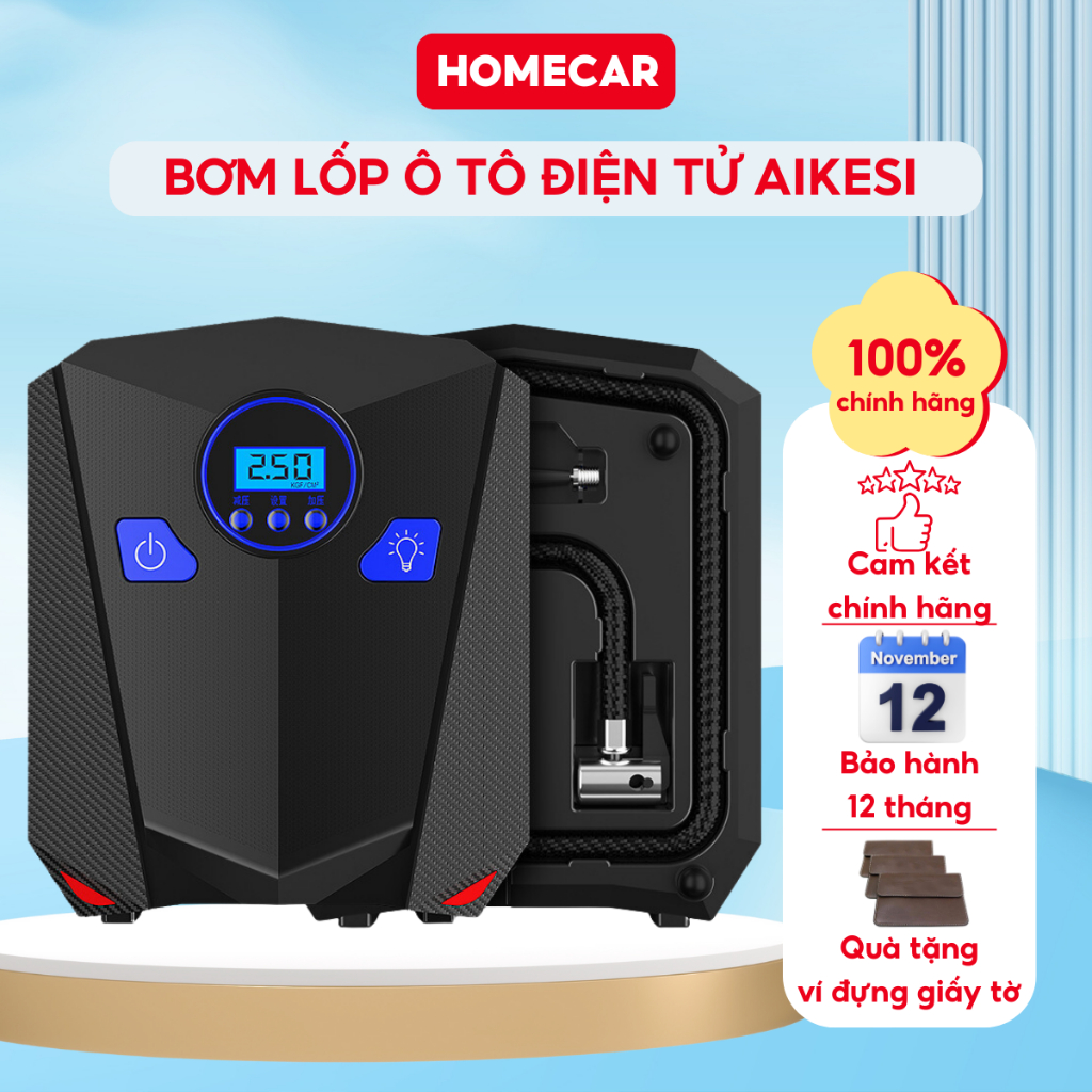 Máy Bơm Lốp Ô Tô Điện Tử Mini Cầm Tay Tự Ngắt Bơm Lốp Xe Hơi Tự Động Tiện Dụng Chất Lượng Cao