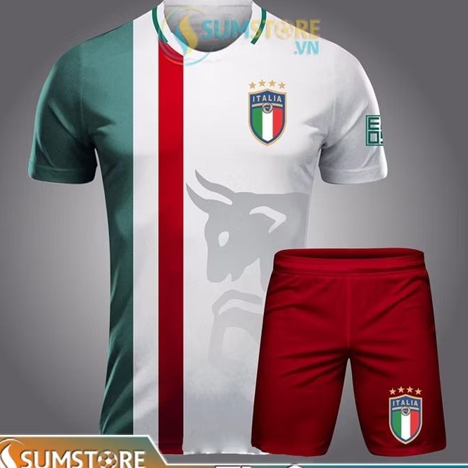 Bộ quần áo bóng đá Tuyển Italia Trắng Đỏ - Đồ đá banh Độc Lạ 2020