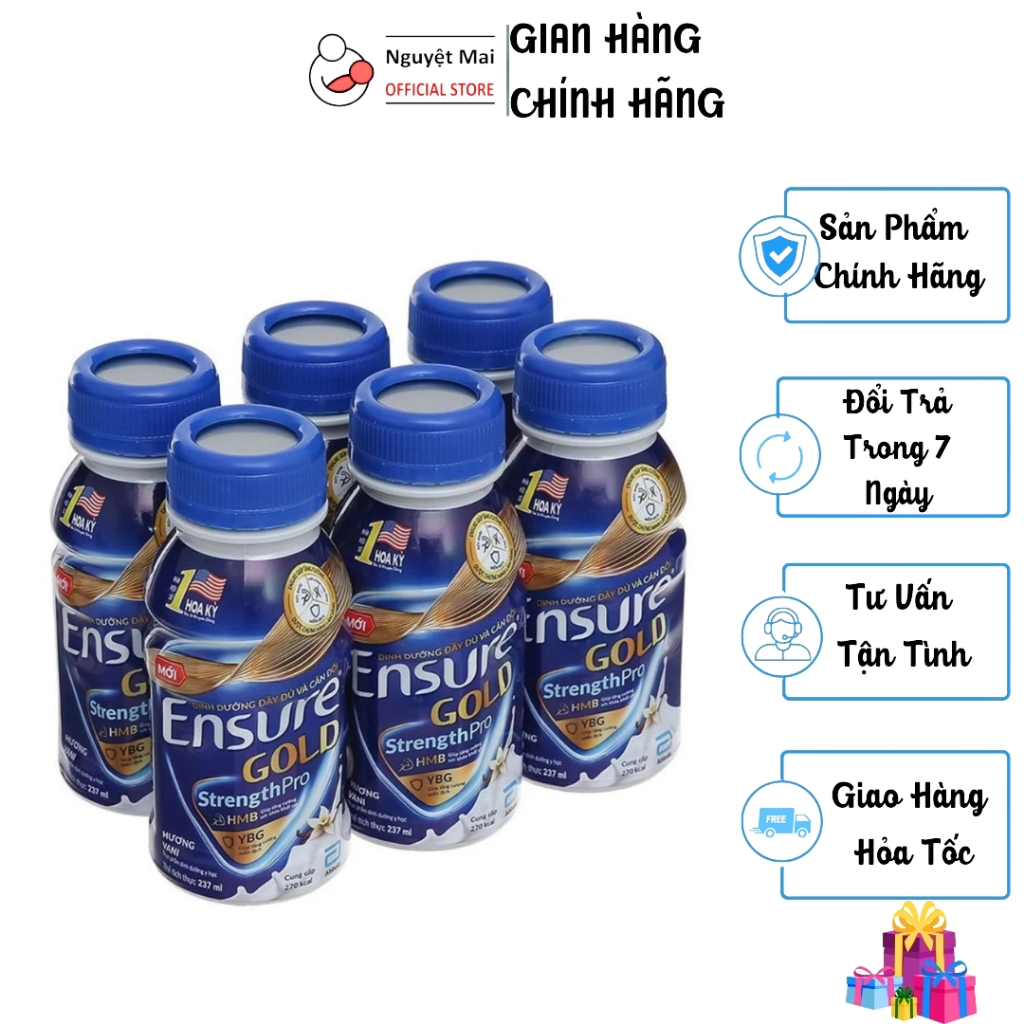Lốc 6 chai Sữa bột pha sẵn Abbott Ensure Gold StrengthPro 237ml