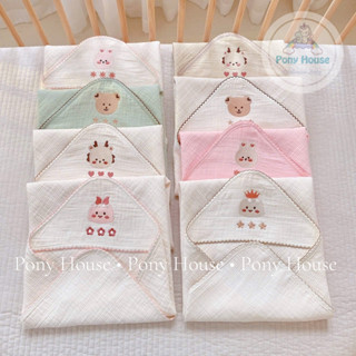 Chăn Choàng Ủ Xô Monona 3 Lớp Có Mũ Phong Cách Hàn Quốc Thoáng Mát Mềm Mịn Cho Bé Sơ Sinh