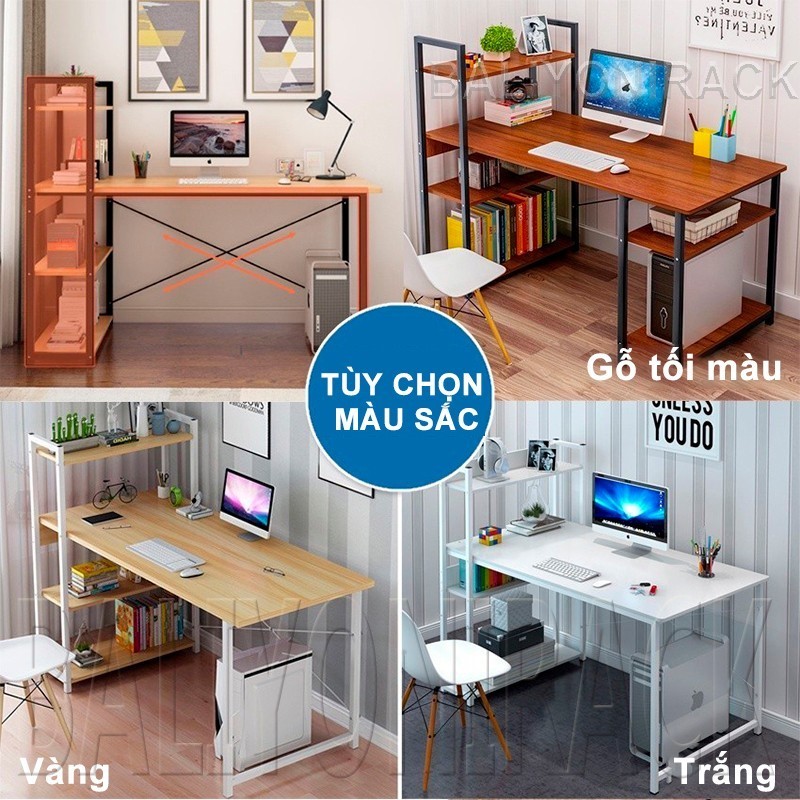Bali Bàn Làm Việc Học Kèm Kệ Sách 120x50cm Mặt Gỗ Mdf Chân Sắt Sơn Tĩnh Điện Dễ Dàng Tháo Lắp | BigBuy360 - bigbuy360.vn