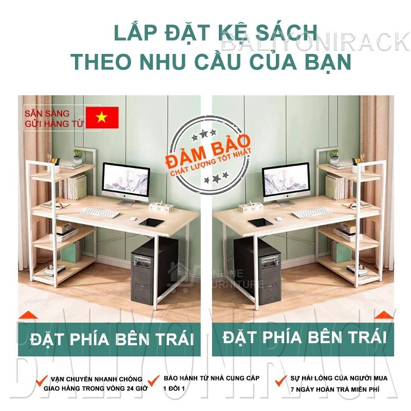 Bali Bàn Làm Việc Học Kèm Kệ Sách 120x50cm Mặt Gỗ Mdf Chân Sắt Sơn Tĩnh Điện Dễ Dàng Tháo Lắp | BigBuy360 - bigbuy360.vn