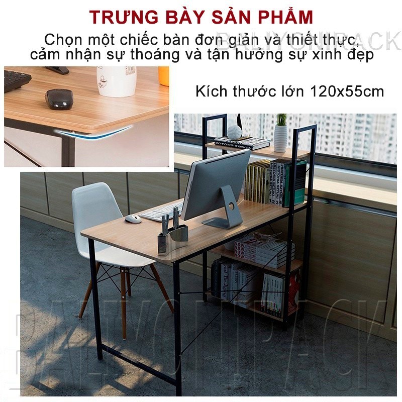 Bali Bàn Làm Việc Học Kèm Kệ Sách 120x50cm Mặt Gỗ Mdf Chân Sắt Sơn Tĩnh Điện Dễ Dàng Tháo Lắp | BigBuy360 - bigbuy360.vn