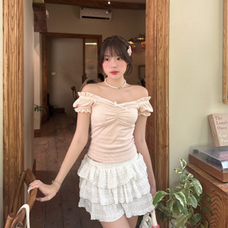 Áo Kiểu Nữ Trễ Vai Tay Bồng Đính Nơ Coquette Mùa Hè Noiree - NA480