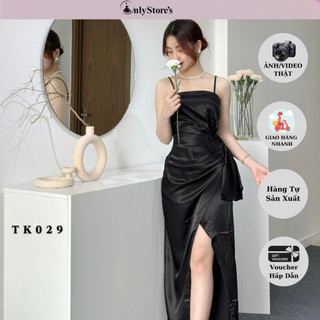 TK029 Đầm lụa body 2 dây xẻ đùi