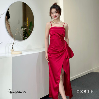 TK029 Đầm lụa body 2 dây xẻ đùi