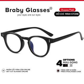 Gọng kính cận nam nữ mắt tròn chữ V Braby Glasses chất liệu nhựa cao cấp phụ kiện thời trang sành điệu MK27
