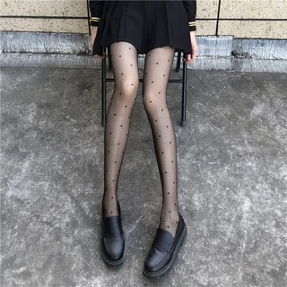 Quần Tất Mỏng Cổ Hoạ Tiết Chấm Bi