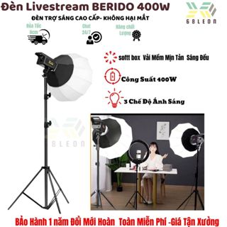 Đèn Livestream Softbox Cầu Bediro 400w Chụp Ảnh Quay Video Studio Chuyên Nghiệp 3 Chế Độ Ánh Sáng 68 LEON