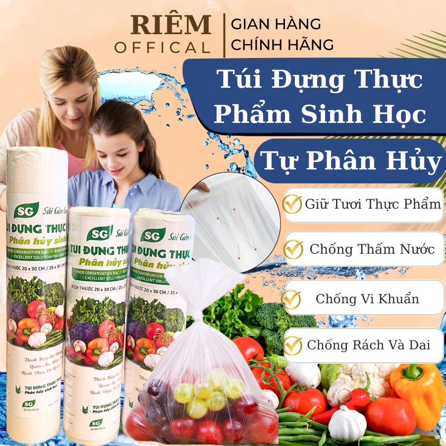  Túi Đựng Thực Phẩm Sinh Học Tự Hủy Túi Bọc Thực Phẩm Bảo Quản An Toàn Cho Sức Khỏe Tiện Lợi RIEM 