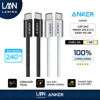 Cáp sạc nhanh Anker Zolo USB-C to USB-C công suất 240W dài 1M/1.8M - a8060 KHÔNG SẠC ĐƯỢC CHO IPHONE 14 SERIES TRỞ XUỐNG