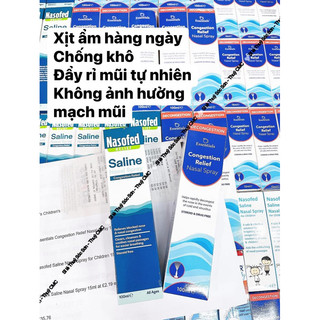   Size 100ml   Xịt mũi Nasofed - Congestion Saline Nasal Spray cho bé sơ sinh + người lớn 