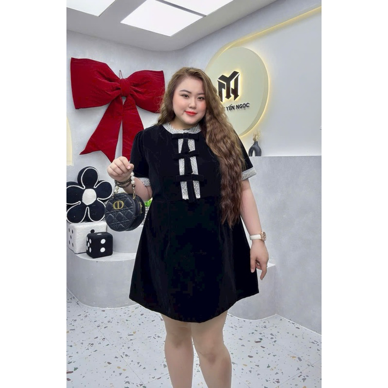 ĐẦM NHUNG VIỀN NGỌC (D211) BIGSIZE YẾN NGỌC 55-90kg