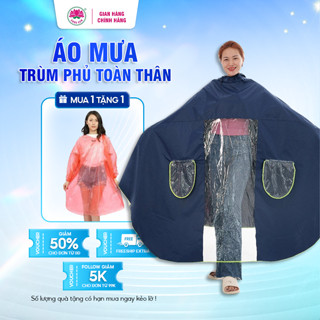Áo Mưa Trùm Phủ Toàn Thân Cao Cấp  CÓ XỎ GƯƠNG nhà Chúc Sen-Chống Thấm Nước chất liệu vải dù cao cấp