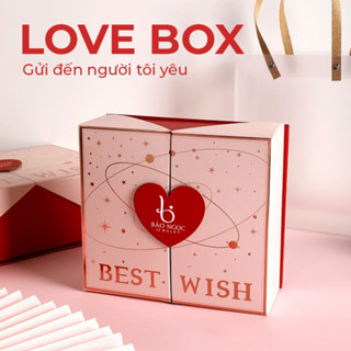 Set quà tặng LOVE BOX, Quà tặng người yêu, người thân, bạn bè kèm trang sức bạc dây chuyền, lắc tay, nhẫn đôi