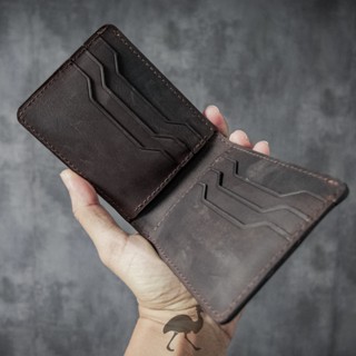 [FREESHIP] Ví da nam | Da bò sáp ngựa điên | Ví màu nâu đen