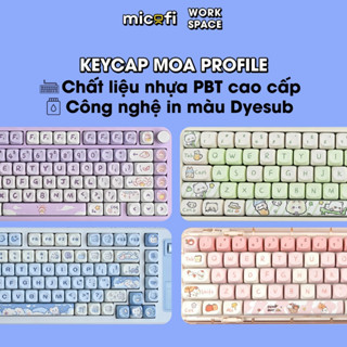 Keycap MOA Micofi, Bộ Nút Bấm Cho Bàn Phím PBT Cơ 75% Màu In Sắc Nét Pastel Cute