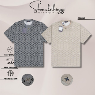 Áo Thun Louis Vuitton Dệt Kim Logo Full Họa Tiết- Áo Phông Nam Nữ Logo Thêu Dày Dặn Full Tem Tag Mạc