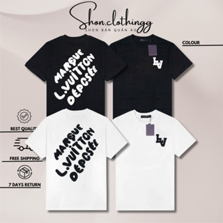 Áo Thun Louis Vuitton Thêu Xù Logo- Áo Phông Nam Nữ Logo Thêu Xù Dày Dặn Full Tem Tag Mạc