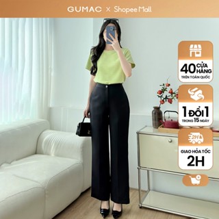 Quần tây đen nữ ống loe thiết kế lưng cao phối túi mổ thời trang GUMAC QE04001