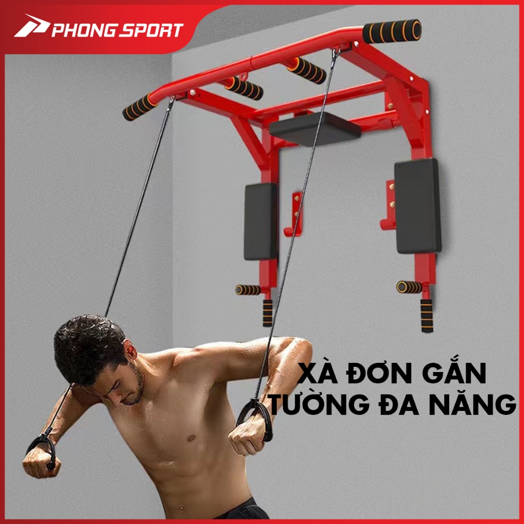 Xà đơn đa năng gắn tường Phongsport, hỗ trợ tập luyện nhiều nhóm cơ