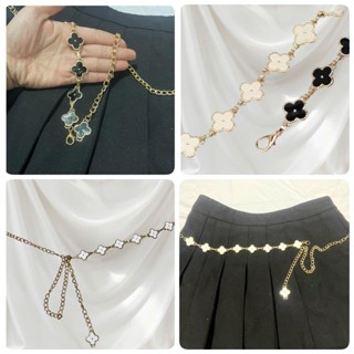  Đai váy- dây xích thắt lưng có 2 mặt đen trắng. cỏ 4 lá phụ kiện trang trí thời trang cao cấp 