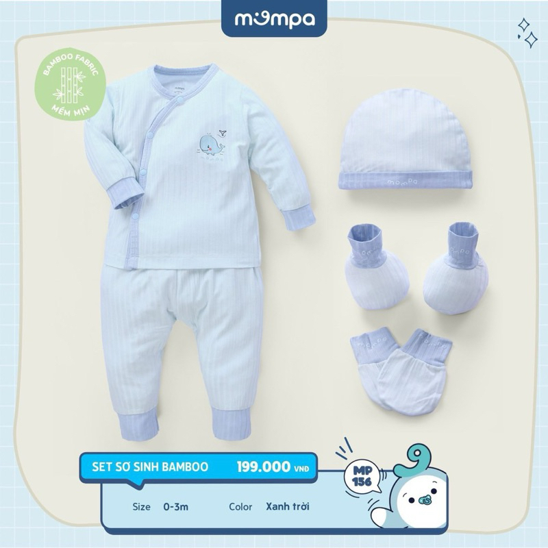 [MOMPA] Set sơ sinh mompa cài chéo kèm phụ kiện
