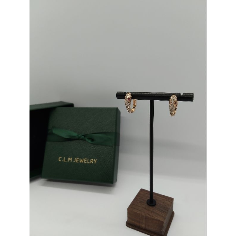 Bông Tai Hợp Kim Hình Rắn Mắt Đính Đá Đỏ MS004