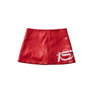 VÁY NỮ ISME RIVET LEATHER MINI SKIRT ĐỎ