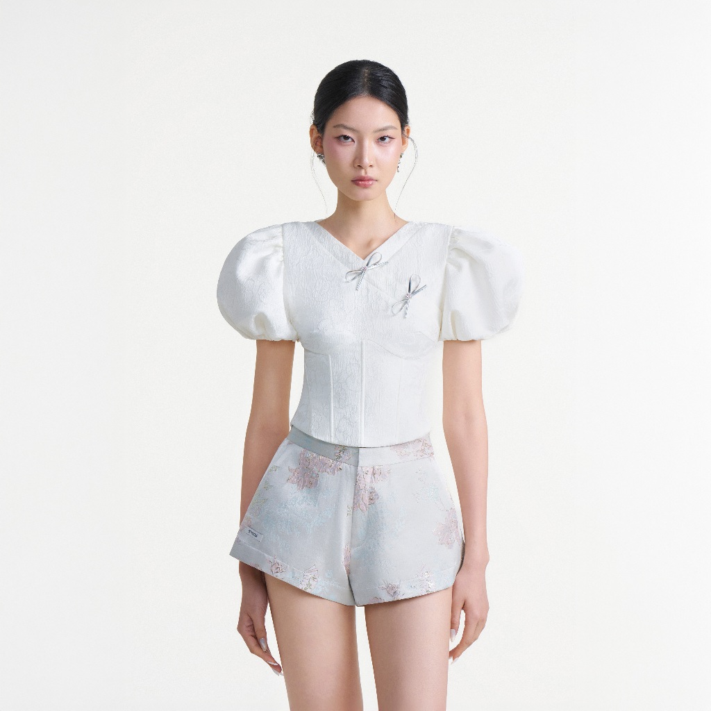 Dear José - Áo tay phồng vải gấm trắng NABI