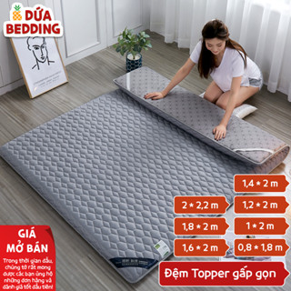Đệm Topper Gấp Gọn - Chất Liệu Xơ Đậu Nành, Bông Nệm Kháng Khuẩn, Độ Dày 3.5-4cm, Thoáng Mát Bền Đẹp