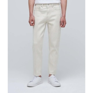 Quần Jeans Quần Bò Nam MUSINSA Ống Côn Quần Tây Dáng Suông, Cạp Vừa, Co Dãn, Màu Kem Ivory - Tapered Cropped Denim
