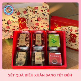 Sét quà biếu tết 2025 sang trọng lịch sự, set quà doanh nghiệp mứt tết và hạt dinh dưỡng, hộp quà biếu tặng tết đến