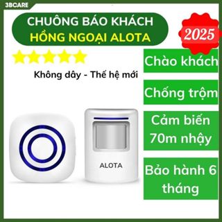  Chuông báo khách ALOTA C27 cảm ứng hồng ngoại 8 mét chuông báo động chống trộm nhạy xa tới 70m sử dụng điện hoặc pin 