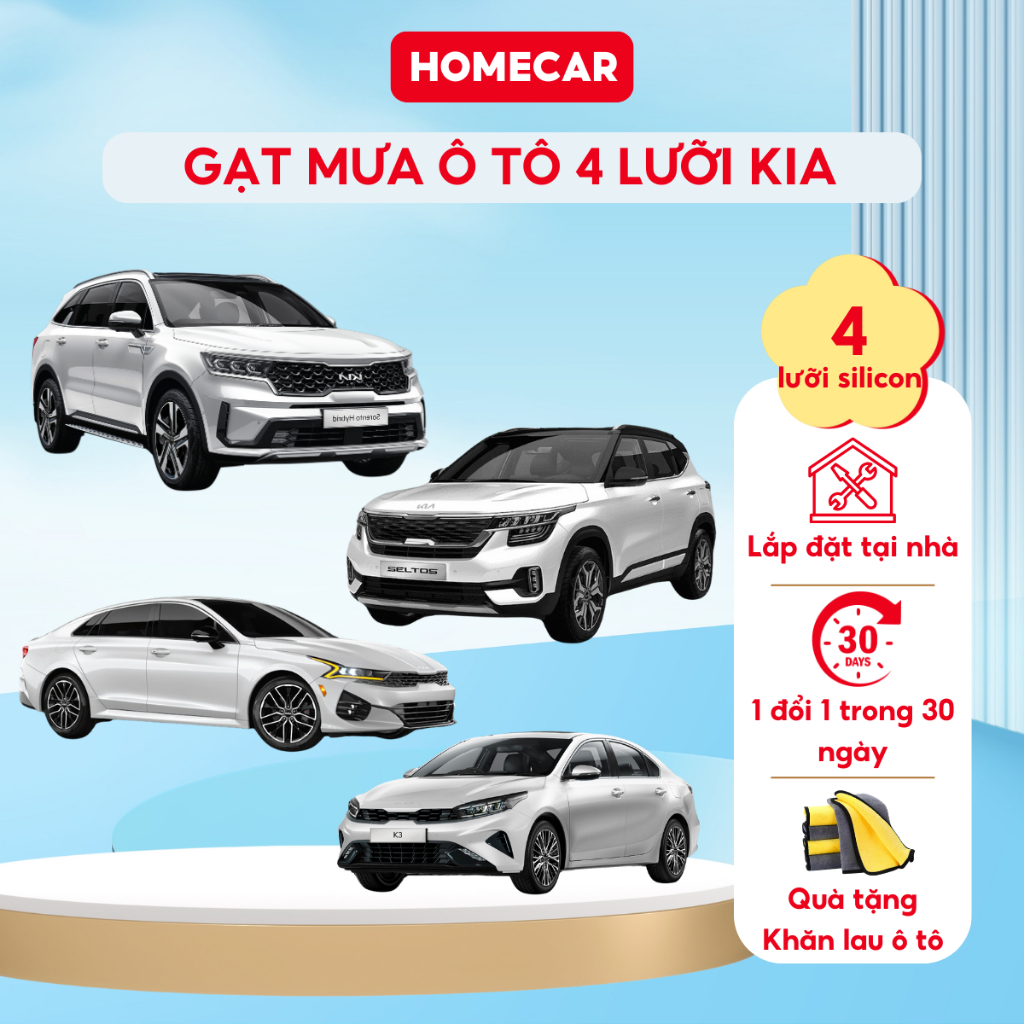 Gạt Mưa Kia 4 Lưỡi Cao Cấp Cây Gạt Mưa Ô Tô KIA Seltos K3 K5 Sportage Sorento Morning Soluto Optima
