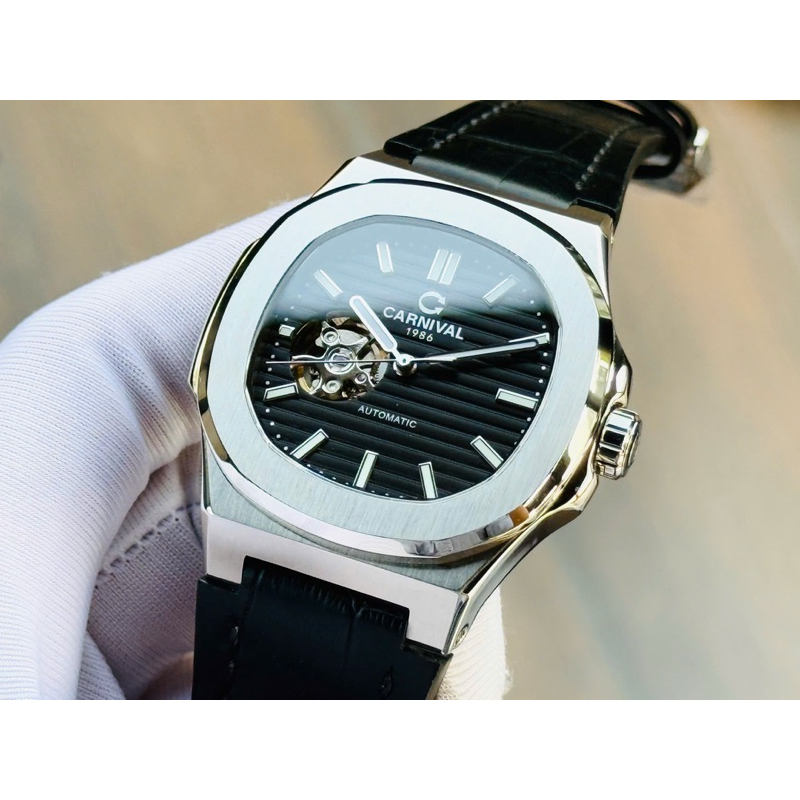 [Chính Hãng 100%] Đồng Hồ Nam Carnival 8128G (8128) Máy Cơ (Automatic) Kính Sapphiare Mặt Siz 41 Dây
