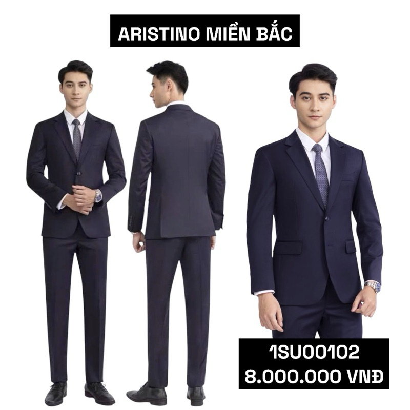 Bộ Vest Aristino BS cao cấp 1SU00102 - 1SJ01003 - 1TR01003 hai khuy màu xanh tím than lịch lãm sang 