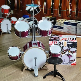 (HOẢ TỐC HCM) Bộ trống Jazz Drum 5 trống cho bé đủ màu sắc đẹp (tặng kèm ghế)